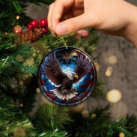Bald Eagle Patriotic Christmas Ornament 2024, American Flag Bald Eagle Christmas Hanging Ornaments, Eagle Christmas Tree Holiday Decor, American Patriotic Ornament Best Gifts for Winter Holiday