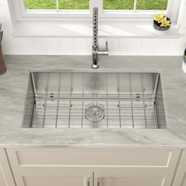 Dcolora 30 Inch Undermount Kitchen Sink 16 Gauge Stainless Steel Deep Single Bowl Under Counter, 30"x18"x10" Rounded Corner, DC-U7717