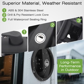 Round Caravan Door Lock, Bathroom Door Lock, Recessed Dual Control with Key, Compatible with Most RV, Camper Van, Toilet, Easy Installation Without Drilling