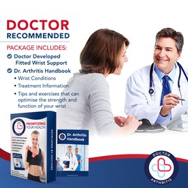 Dr. Arthritis Doctor Developed Fitted Wrist Brace for Carpal Tunnel Syndrome, Tendonitis, Splint Support for Men and Women Single (Black, Right Hand)