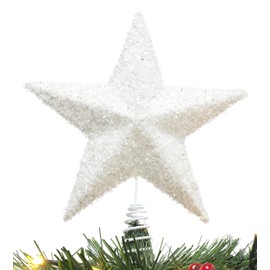 Toyland® 26cm Beautiful White Glittery Tree Top Star - Christmas Tree Topper
