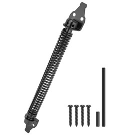 Muelle de puerta de cierre automático de 14 pulgadas, resortes de puerta resistentes para cerrar la puerta, tensor ajustable, cierre automático de puerta, adecuado para puerta de madera, valla de vinilo, puerta de acero, negro, paquete de 1