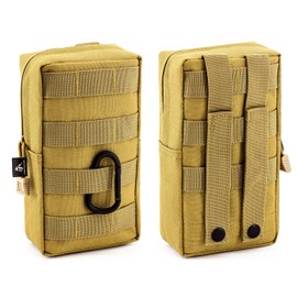 Little Fire Craft Tactical Pouch Drawstring Nylon Molle Pouch Outdoor Waist Bag Multi-Purpose Water-Resistant (Tan)