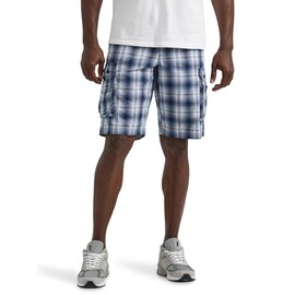 Lee Men's Dungarees New Belted Wyoming Cargo Short, Blue Plaid, 36