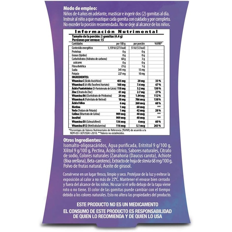 Princesas Multi-Vitaminas y Minerales Gummies Sin Azúcar Veganas Ingredientes 100%