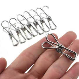 HAHIYO Clothespins Chip Clips All Metal Stainless Steel No Rust Stains Strong Grip in Heavy Wind 1.7 Inches 30 Pack Small Do Not Fall Apart Open Wide for Holding Clothes Snack Bag Clamps