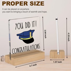 Police Academy Graduation Gifts for Friends, You Did It Officer Congratulations Gifts for Men Women, Police Promotion Plaque With Wooden Stand, Police Gifts for Women Graduates, New Officer Gifts
