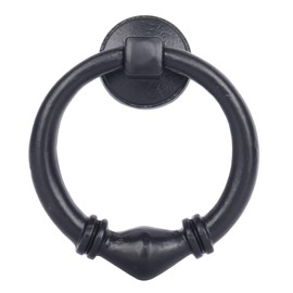 Skandh Iron Antique Design Round Ring Door Knocker (Black Powder Coated)