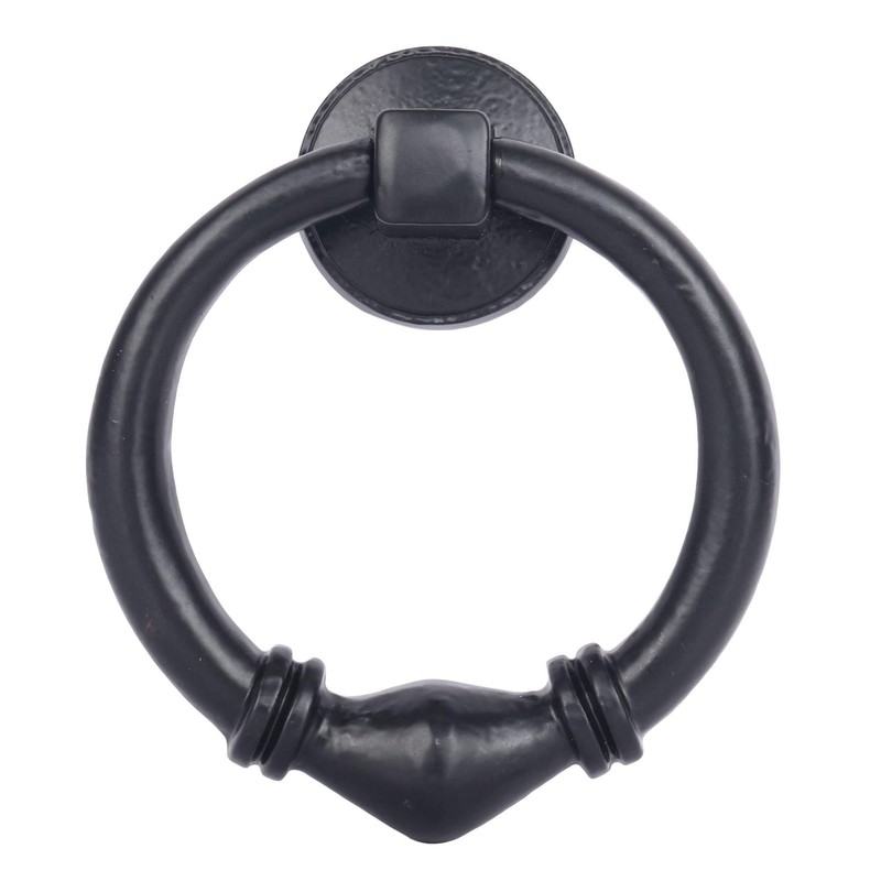 Skandh Iron Antique Design Round Ring Door Knocker (Black Powder