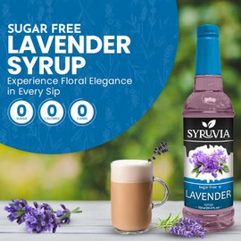 Syruvia 4 Pack Sugar-Free Lavender Syrup (25.4 fl oz) - Delicate Floral Bliss with Zero Added Sugar – Kosher, Gluten-Free, Perfect for Enhancing Beverages, Desserts, and Culinary Creations