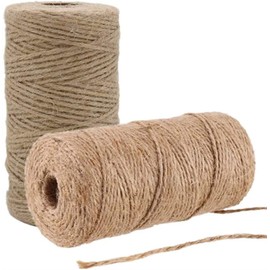 YKKJ 200 m Natural Jute Twine Garden Cord Jute Twine 3 Thread 2 mm Thick for DIY Arts Crafts Gardening Decoration Crafts (2 Rolls) Crochet