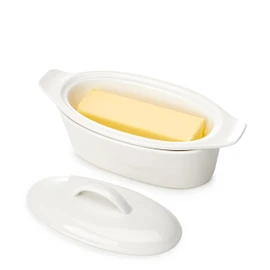 3PCS Large Butter Dish with Lid, Porcelain Butter Keeper with Water Line, Butter Container for Countertop Kitchen Storage