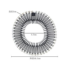 ZhangyiHot Black Full Circular Stretch Comb Headbands, Korean Hair Comb, Hair Band Plastic Full Circle Stretch Diamond Flexible Comb Teeth Headband Hair Accessories(ZS396)