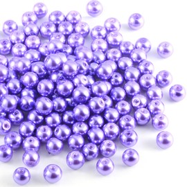 Mingtao 200Pcs Glass Pearl Beads Round Spacer Pearl Czech Tiny Satin Luster Loose Pearl Beads with Through Holes Handcrafted Assorted Colors Sizes for DIY Crafts Jewelry Making (Lavender Purple, 6mm)