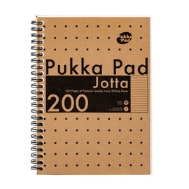 Pukka Pad, A5 Kraft Jotta Notebooks – Pack of 3 Twin-Wirebound Notebooks – 80GSM Paper with 8mm Lines - Features Microperforated Edges and 4-Hole Punch Margins