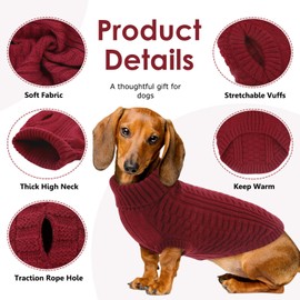 CITÉTOILE Dog Jumper - Warm, Sleeveless Cardigan with Turtleneck for Small and Medium Dogs, Soft Fleece, Comfortable & Breathable, Ideal in the Cold, Red, XS