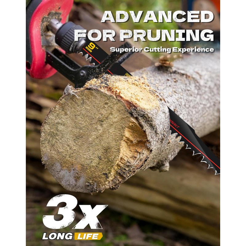 PRETEC Wood Pruning Reciprocating Saw Blades, 9 Inch Pruning Blades