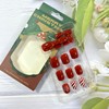 24Pcs Christmas Snowflake Press on Nails Short Square Red False
