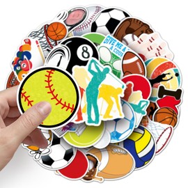 50 Pcs Mixed Ball Stickers for Kids Teens Adults Boys Girls Gift,Stickers Pack for Laptop,Skateboard,Luggage,Car,Bike, Cup,Computer,Water Bottle Decor,Mixed Ball Vinyl Waterproof Sticker Decals