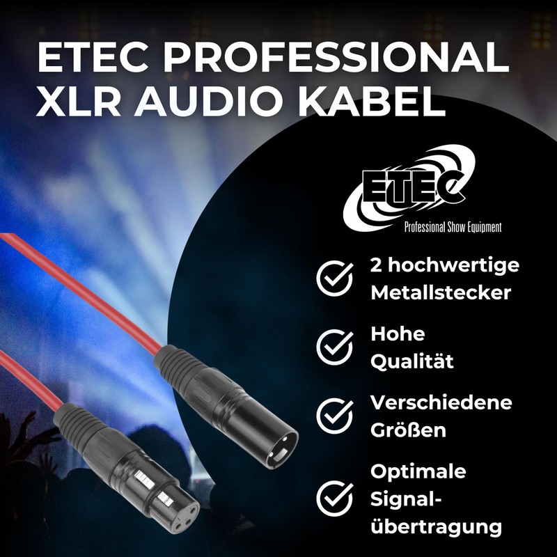 ETEC Professional XLR Audio Cable 1.5 m Microphone Cable Red