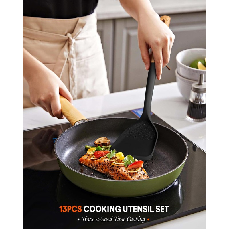 Kitchen Utensils Set, 13PCS Silicone Cooking Utensils, Heat Resistant Kitchen