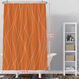 Baocicoo Orange Abstract Stripes Shower Curtain Texture Grain Modern Ornamental Decorative Creative Design Shower Curtains for Home Bathtubs Bath Decor Waterproof Fabric with Hooks 48x72 Inches Inches