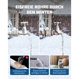 DEWENWILS Heating Cable 230 V with Thermostat, 12 m Heating Tape Frost Protection, Heat Cable 15 W/M, Heating Wire IP67 Waterproof, Pipe Heating Water Pipe, Energy-saving, Automatic On/Off