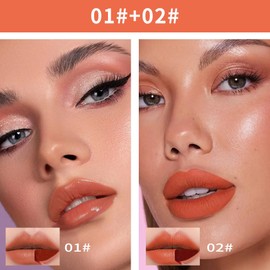 WAJJYM Double-head design Lip Stain Lip Liner Stain,Matte Finish Peel Off Lip Stain,Long Lasting Lightweight Smoothing Waterproof Smudge-proof Transfer-proof, (1+2#Combination Pack, cinnamon+coral)