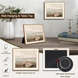 Framed Wall Art Decoration Canvas Wall Art Room Decor, Vintage Coastal Oil Painting Canvas Artwork Prints, Neutral Landscape Art Picture Farmhouse Wall Decor Bedroom Bathroom Wall Art- 10x12Inch