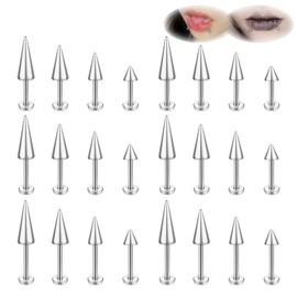 ZS 20G Spike Nose Rings Studs, 18G Stainless Steel Spike Stud Earrings, 16G Septum Lip Rings Cartilage Tragus Helix Piercing for Women Men (24pcs 16g sliver lip ring)