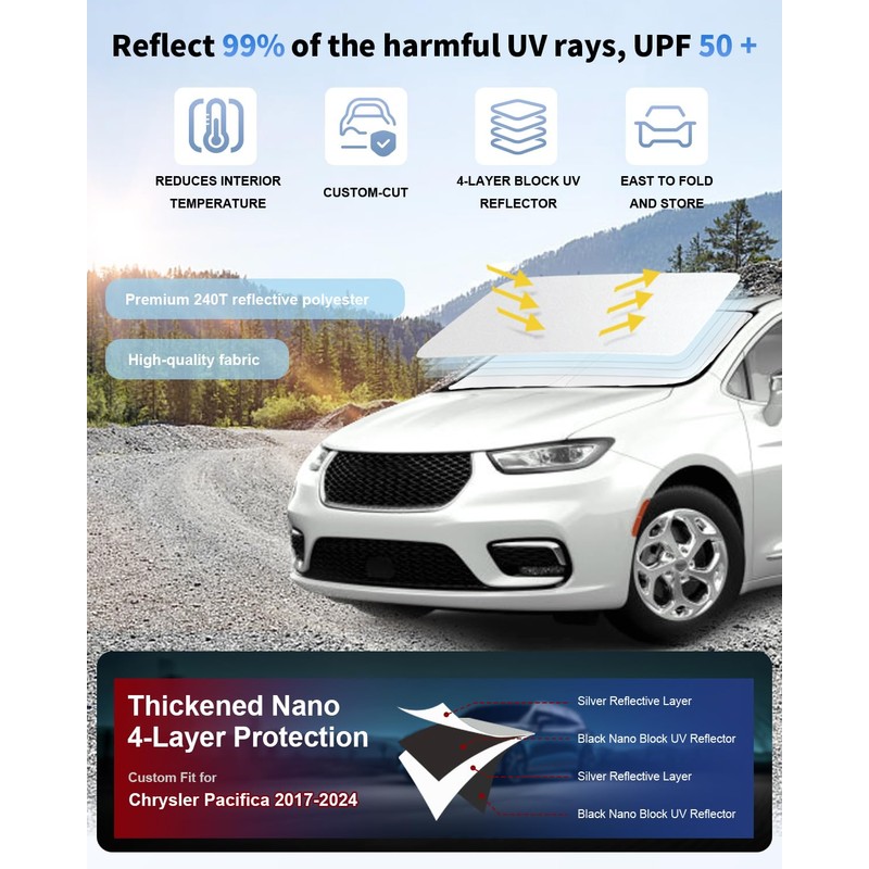 Sun Shade Windshield Sunshade for Pacifica Accessories Window Sun Shield