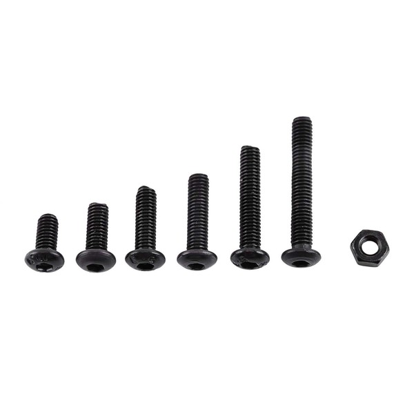 250 Pcs Alloy Steel M3 Black Round Head Screws Fixing