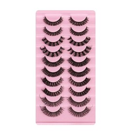10Pairs Russian Style Strip Lashes D Curl Mink False Eyelashes Full Curled，Full, Wispy, 3D Glam Lashes, Handmade & Reusable