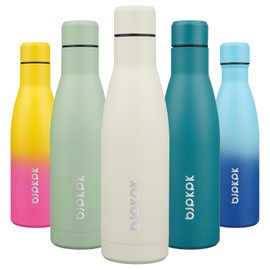 BJPKPK 17oz Insulated Water Bottles Stainless Steel Sports Water Bottles Keep Cold and Hot for Travel Dishwasher Safe,Beige