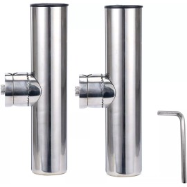 Amarine Made 2 Pack Fishing Rod Holder for Boat Rail Mount Stainless Steel Clamp on 7/8" - 1"