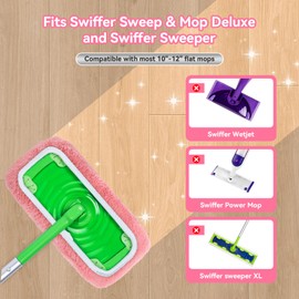 4Pcs Reusable Coral Fleece Mop Pads Compatible with Swiffer Sweeper，Dry Sweeping Cloths & Wet Mopping Cloths Washable Wet Pads for Hardwood Surface Floor Cleaning