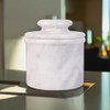Handcrafted Round Marble Butter Keeper | Elegant White Marble French