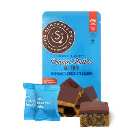 Peanut Butter Bites Topped with Chocolate Coating - Gluten Free - Vegan Friendly - 100 Calorie Snack - 8 Individually Wrapped Pieces - Non Dairy Kosher Pareve - For Snackers Only