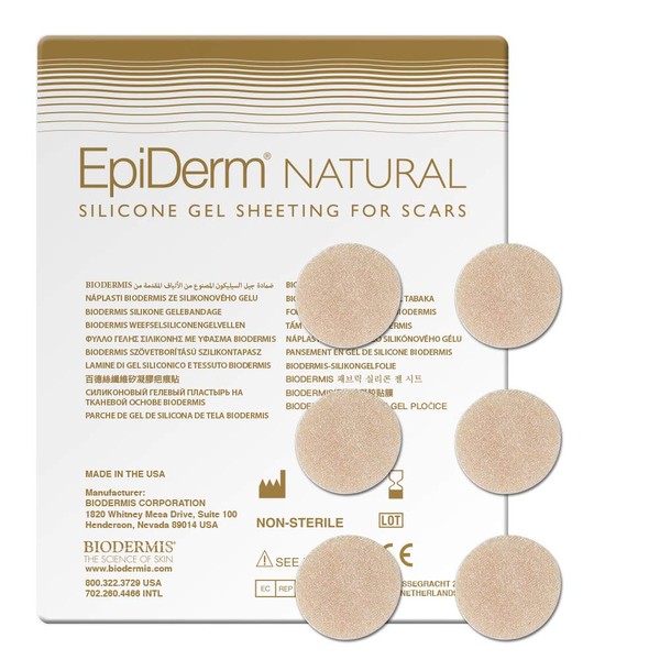 Round Natural EpiDerm Tabs 1 x 1.9 CM / 6 ST Narbenpflaster to prevent scars