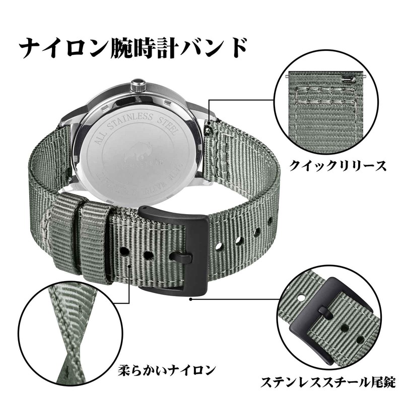 BISONSTRAP Nylon Watch Band Two Piece Military Watch Band Brushed