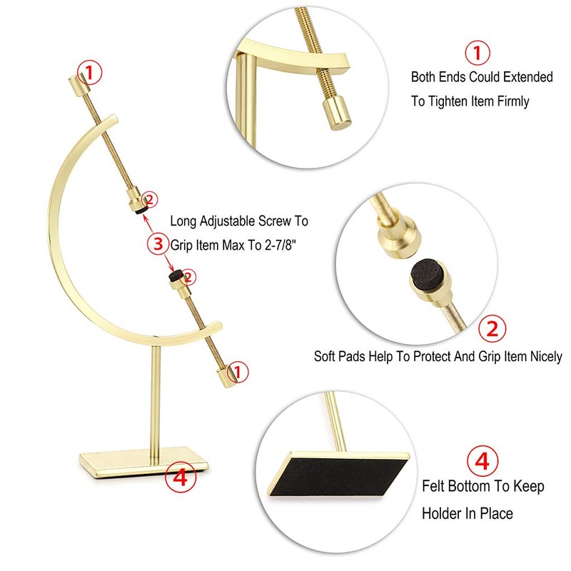 JUXYES Golden Toned Sphere Holder Caliper Stand, Caliper Style Display