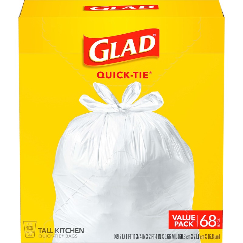Glad Tall Kitchen Trash Bags 13 Gallon, Unscented Garbage Bags,