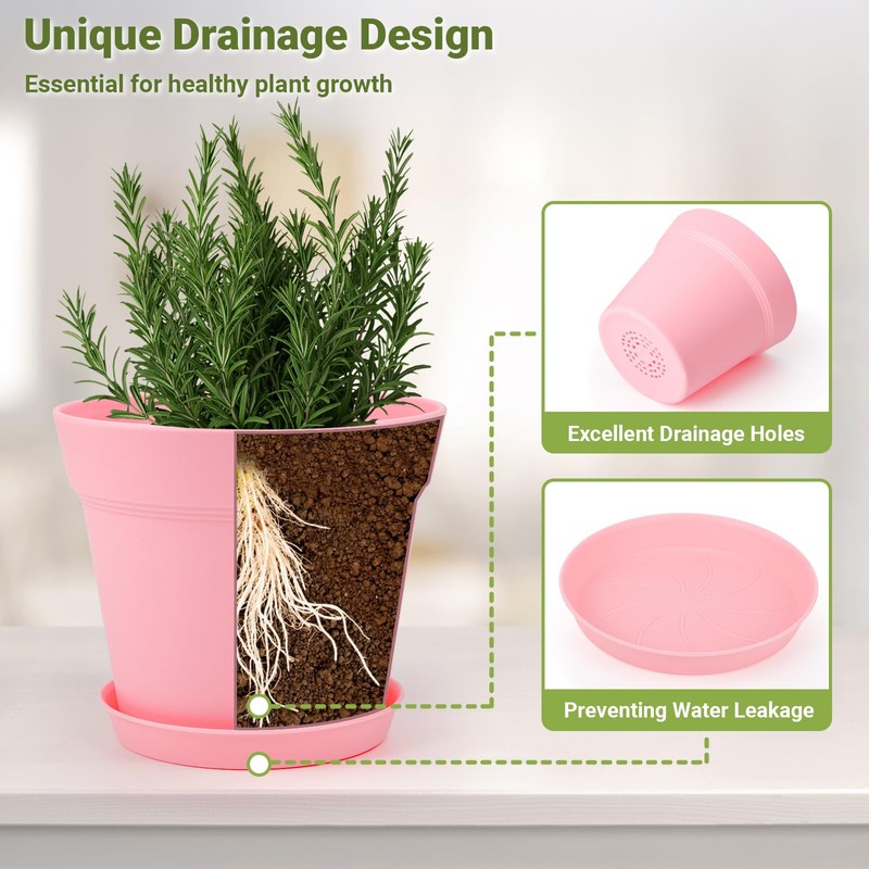 GREANER 6 Inch Pots for Plants, 16 Packs Seedling Nursery