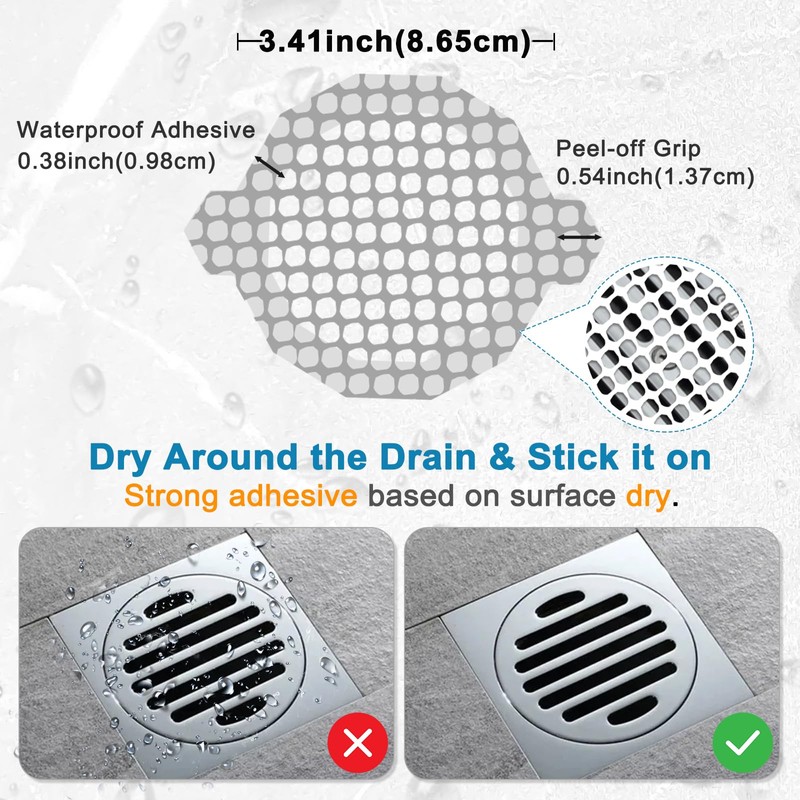 INVIHUG, 50 Pack, Disposable Shower Drain Hair Catcher Mesh Stickers,
