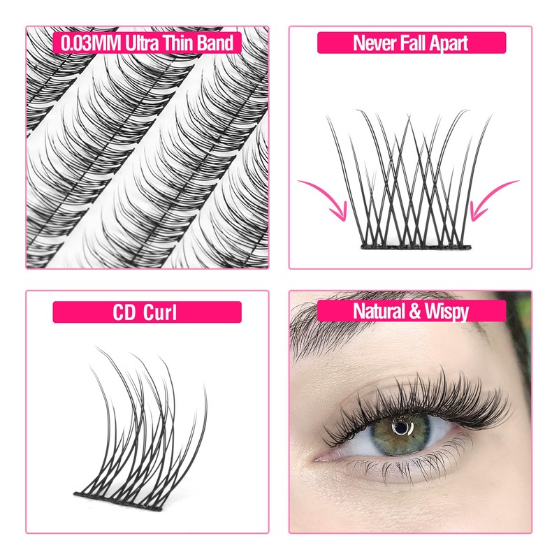 Natural Cluster Lashes Wispy CC Curl 9-11MM Mixed Lengths Eyelash