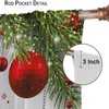 Christmas Curtain, Merry Xmas Holiday Backdrop Snowflakes Pine Trees Window