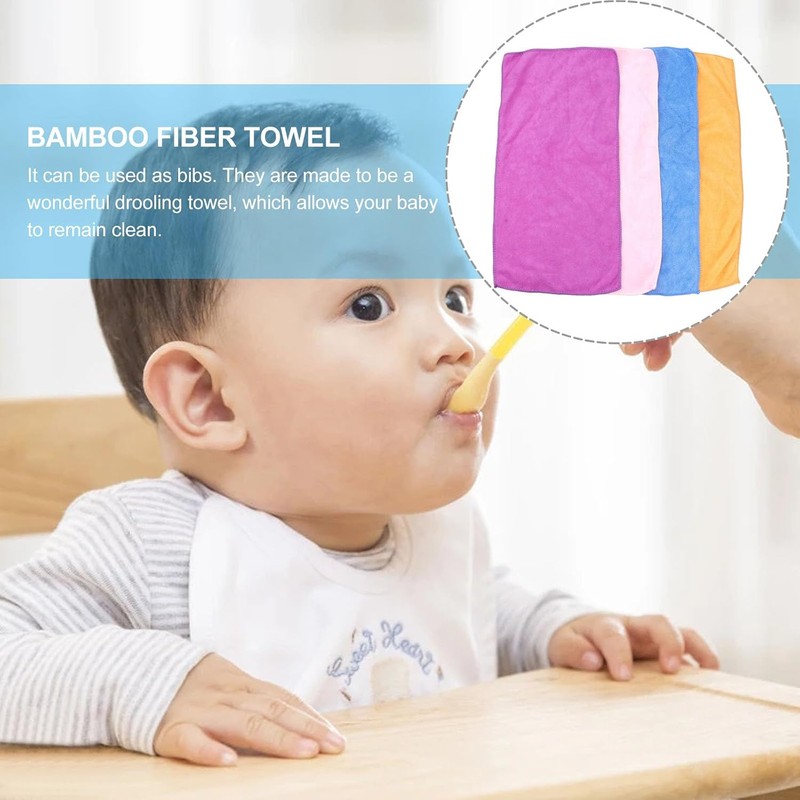 4 Piezas Toalla Facial de Fibra de Bambú Absorbente y