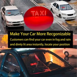 NBWDY Led Light Signs for Car,Red Taxi Sign for Car Windshield,Bright Red Glow LED Signs Decal Stickers with Suction Cups Hook on Window,USB Plug