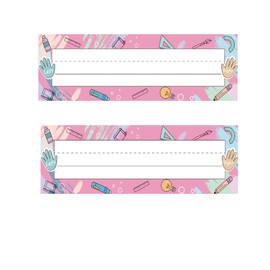 50 PCS Desk Nameplates Desk Name Tags for Classroom Desks & Cubbies 3 x 10 inches (Stationery, 3"X12")