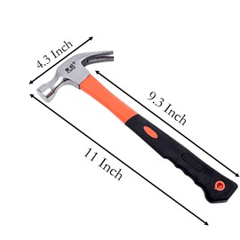 Claw Hammer, 11 Oz Forged Steel Stubby Tack Hammer with Shock-absorbing Leather Handle for Driving and Pulling Out Nails (1)